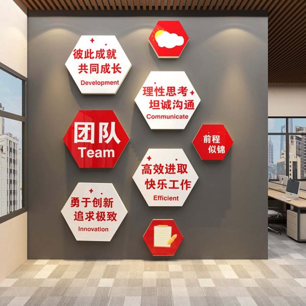 办公室墙面装饰画企业文化公司进门会议励志标语背景氛围布置形象