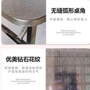 取暖桌功能可收JBZ纳正方餐 烤火桌子家用不锈钢厚加折形叠桌冬季