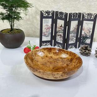 01简约大香杉点木心盘家用酒店商用果盘木干质气平角榴花果盘 中式