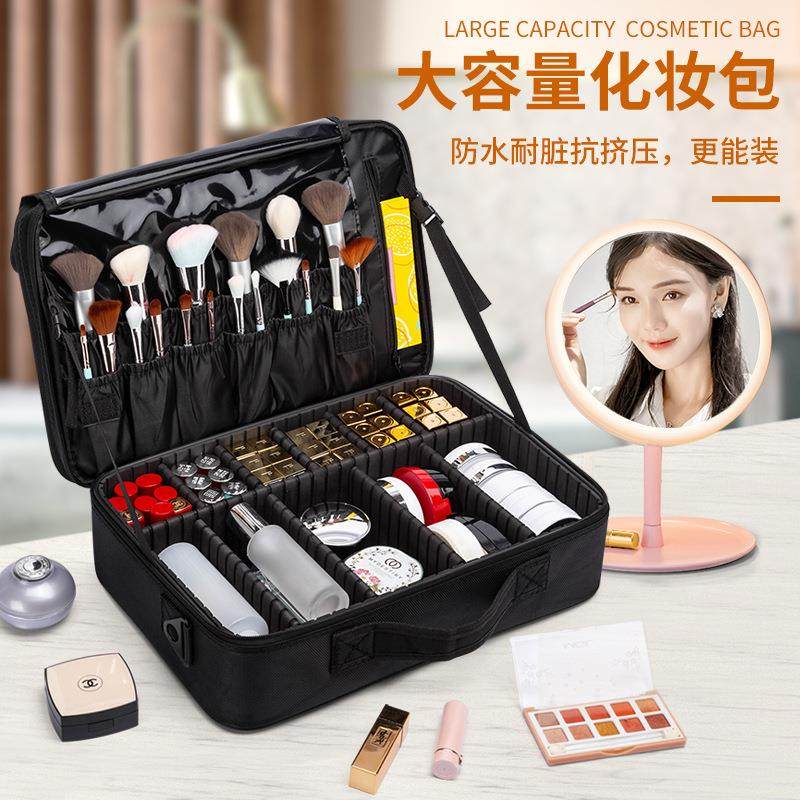 多层化妆包大容量特大号轻便工具箱带镜子大型专业手提便携收纳包