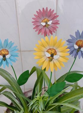 户外花园装饰铁艺花朵花盆插件庭院别墅草坪花插家居院子景观装饰