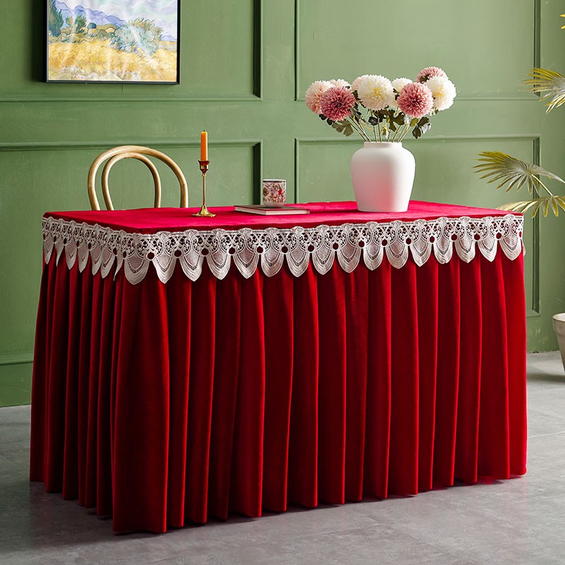 定制会议金丝绒桌布绒布桌裙长方形商务展会签到U办公桌流苏布艺