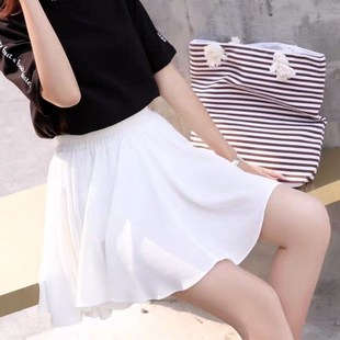 白色短裙半身裙女百搭诱惑高腰雪纺A字裙M夏季外穿夏天短款小个子