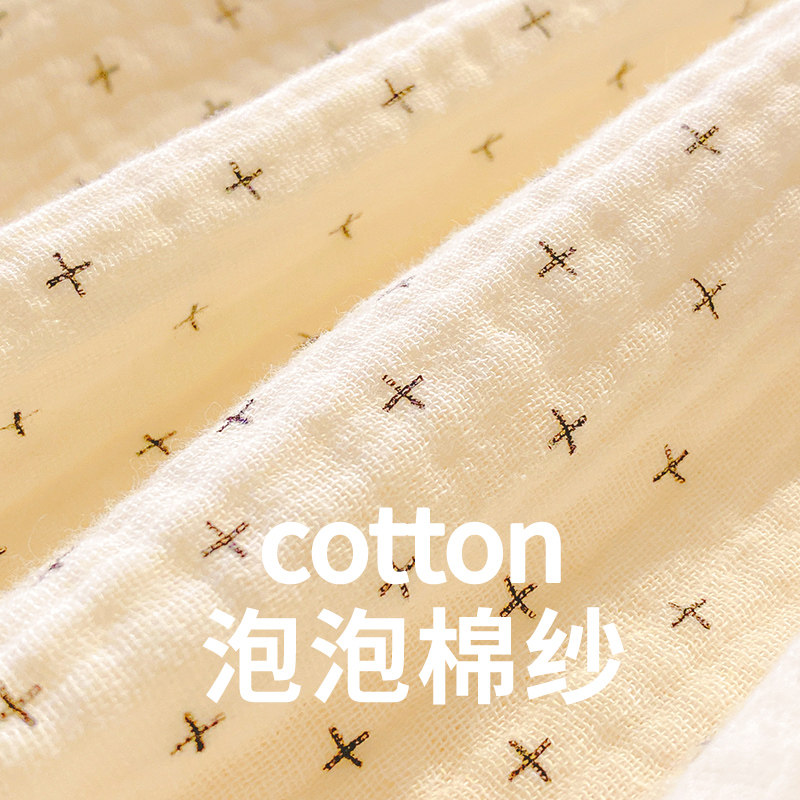 泡泡棉纱睡衣女款纯n棉春秋季长袖长裤套头双层纱布家居服宽松套