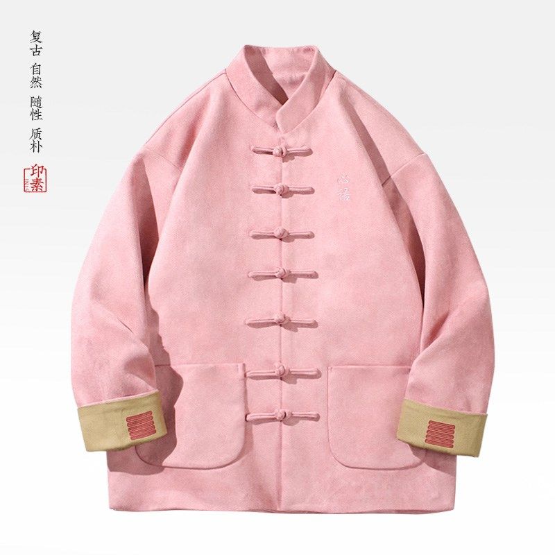 秋款中国风唐装夹克复古刺绣中B式盘扣立领盘扣男女国潮情侣外套