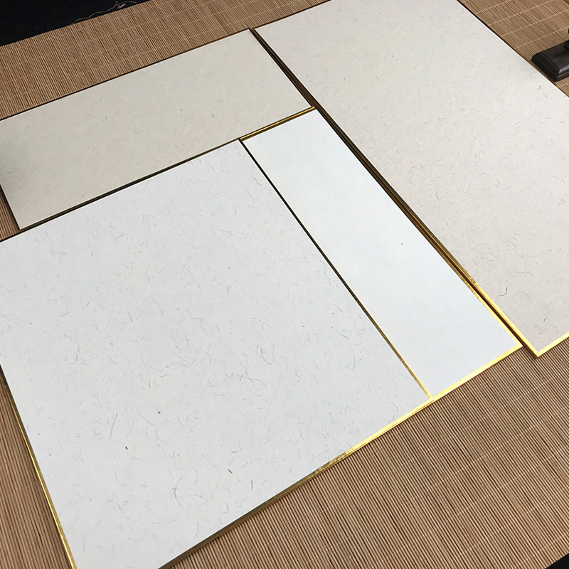 宣纸尺素仿古楮皮麻宣卡纸书画山水小写意白色半生Z熟硬卡镜片