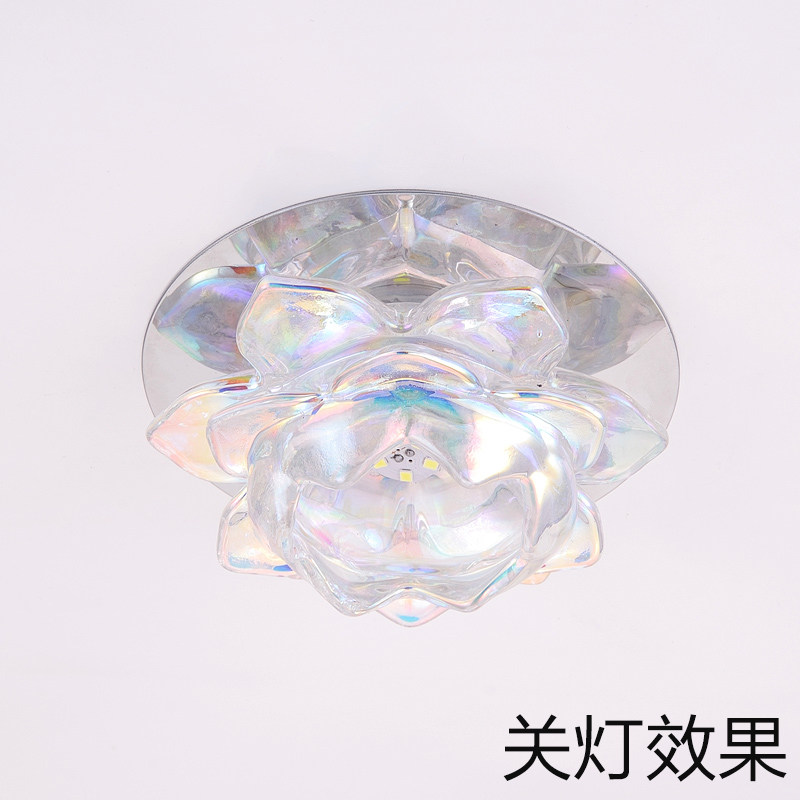 led莲花水f晶灯 5W七彩过道走廊玄关灯 客厅入户天花射灯明装筒灯