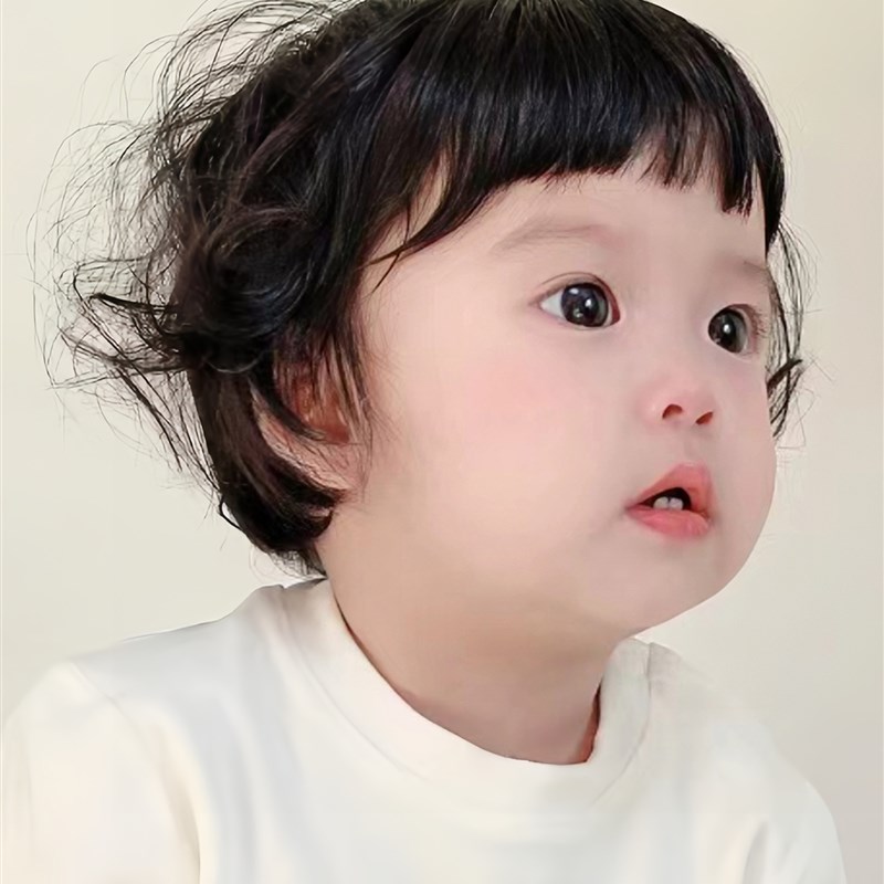 假发女孩宝宝短卷发儿童蓬松空气C浏海拍照卷发婴儿自然易佩戴发