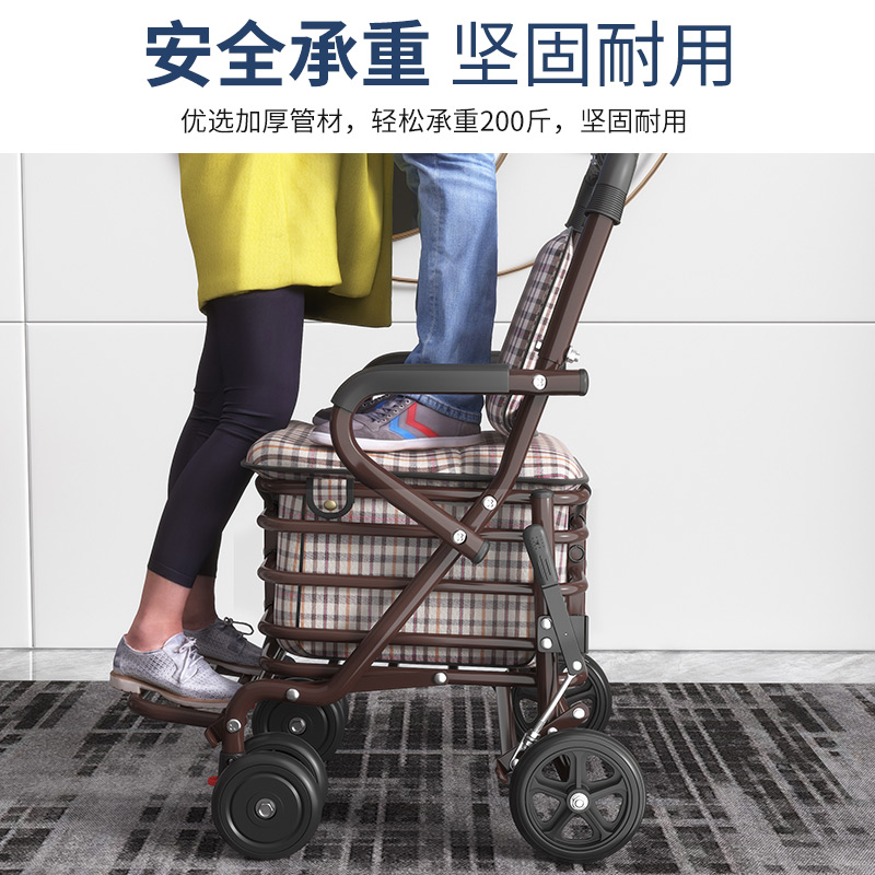 老年人家用代步车买菜小拉车可坐可推老人购物Q车折叠便携式手推