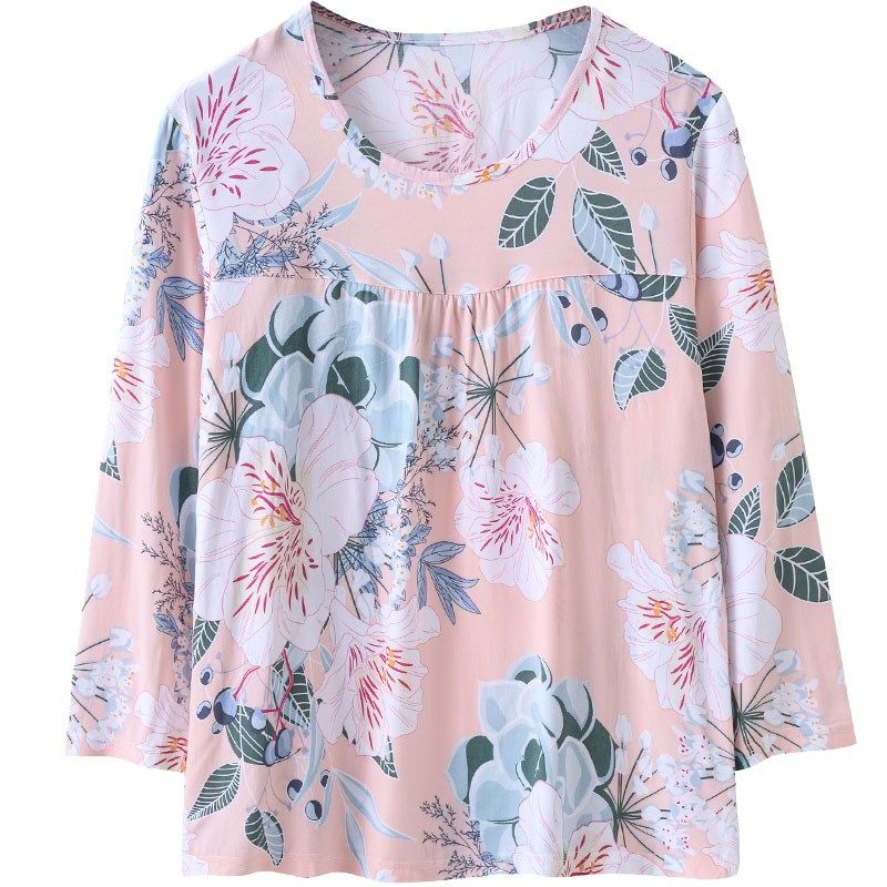 老年人棉绸睡衣女上衣单件长袖妈妈夏季可L外穿宽松家居服大码圆,女装/女士精品,中老年女装,淘宝优惠券,粉丝福利购,淘宝优惠卷
