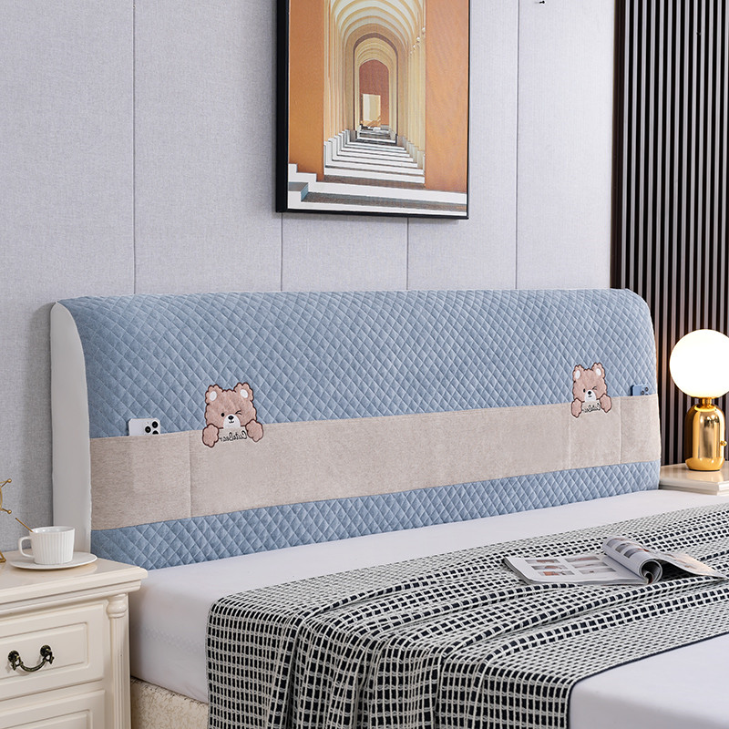 床头套罩2022新款简单大方万能通用加厚软包夹N棉全包防尘罩2023