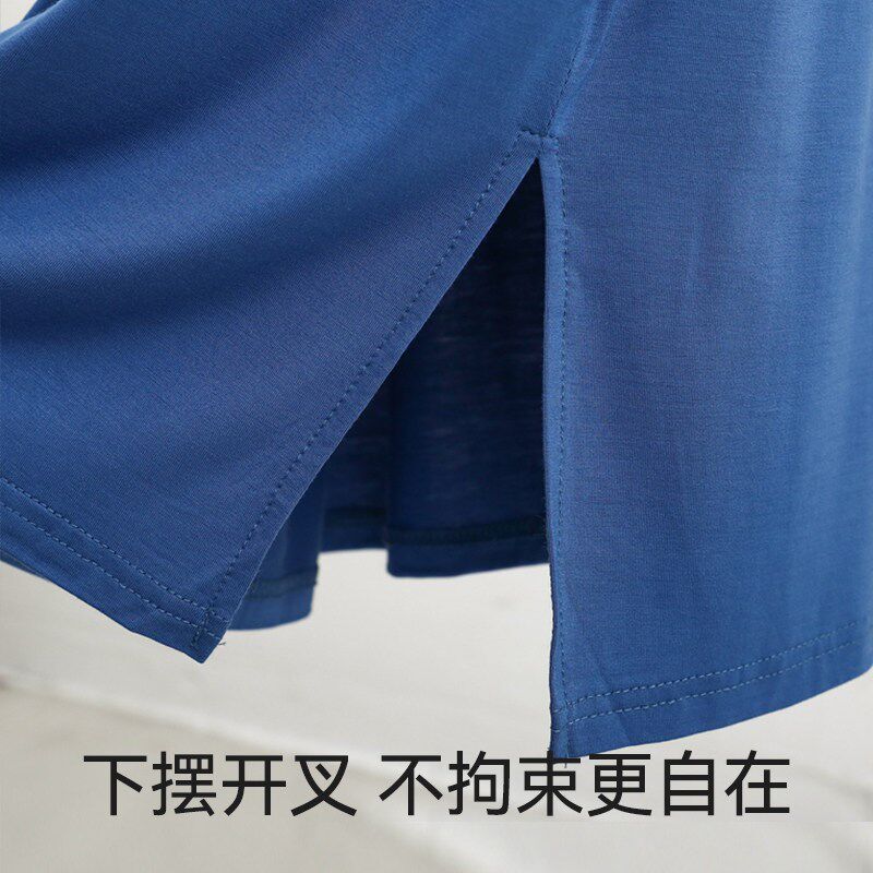 男士睡裙裸睡长袖家居服睡衣可z外穿四季通用浴袍洗澡浴衣长款睡