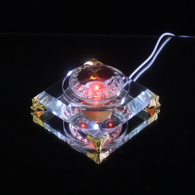 水晶球发光底座托底七彩变色幻彩调光定色插充O电LED凹面桌面摆件