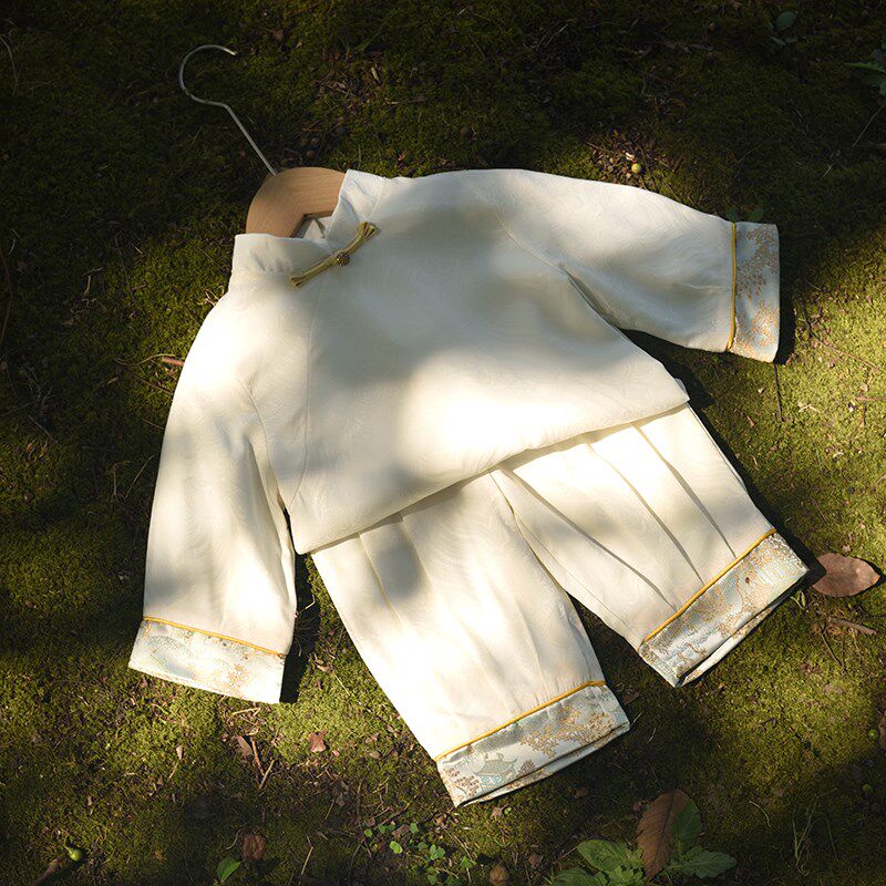 周岁男宝礼服秋季长袖抓周服中式国风婴儿满月生S日宴男童唐装套