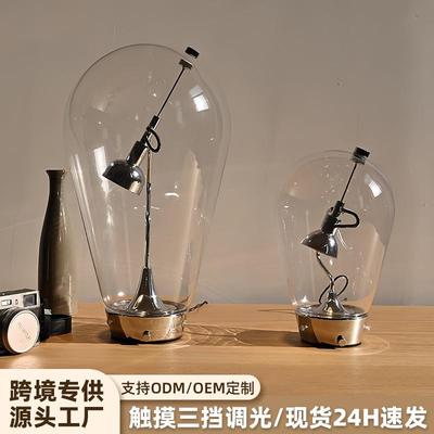 跨境现货玻璃台灯 咖啡馆餐厅宿舍卧室轻奢高级感床头led装饰台灯