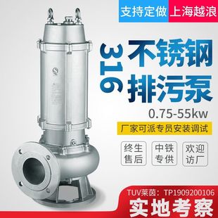 越浪304不锈钢污水泵切割泵切化粪池耐酸碱家用排污泵316