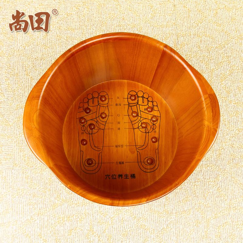 尚田橡木泡脚木桶按摩洗脚盆实木穴位足浴桶浴足桶加盖手脚冰凉泡