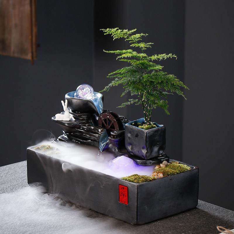 中式时来运转招财流水小摆件加湿器微景观桌面造景客厅乔迁送礼品,家居饰品,装饰摆件,淘宝优惠券,粉丝福利购,淘宝优惠卷