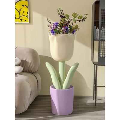 大号家居北欧郁金香落地花瓶摆件客厅电视柜旁边网红开业礼物花盆