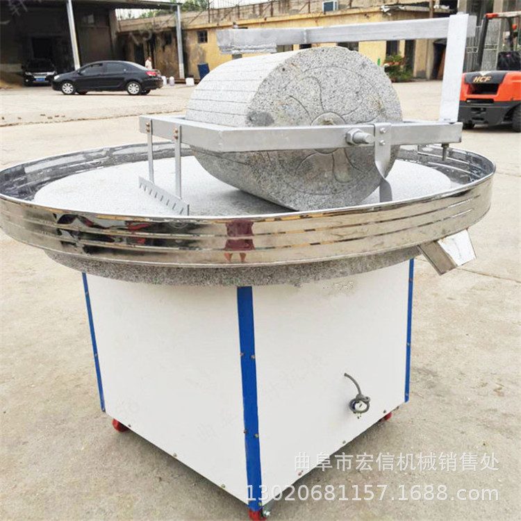 家用推磨石碾 150型单双辊电动石碾价格 稻谷去皮磨面石碾磨粉机