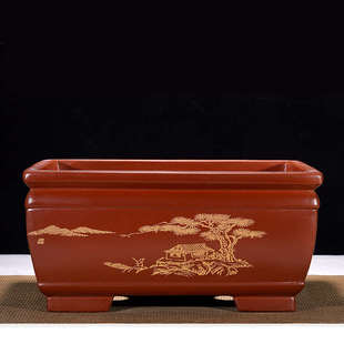 紫砂花盆长方形加深梅花老桩盆景盆特大号马槽海棠罗汉松榕树盆栽