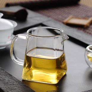 家用透明玻璃茶海分茶器 高硼硅玻璃方形公道杯 大号功夫茶具公杯