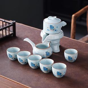 半自动茶具套装 新款 家用办公整套功夫泡茶壶懒人石磨冲茶神器礼品