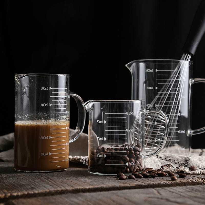 家用高硼硅玻璃带刻度单层杯厨房烘焙计量杯透明玻璃量杯把手量杯