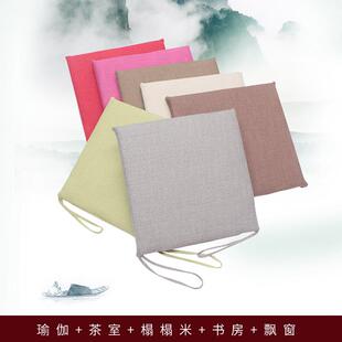 榻榻米坐垫 亚麻坐垫 棉麻坐垫 中式 可拆洗家用布艺坐垫 椅垫