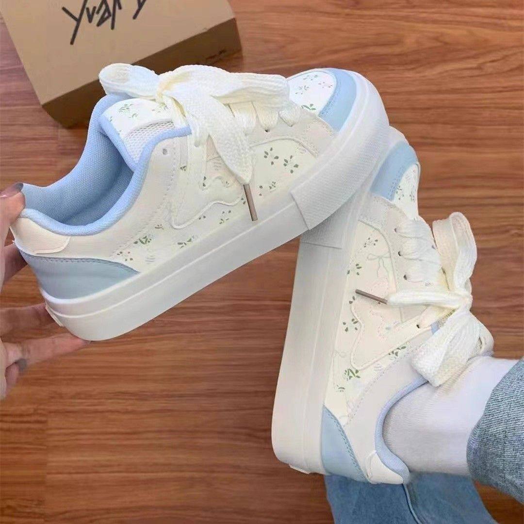 2026新款小众碎花厚底小白鞋女学生百搭ins潮休闲板鞋甜美风女,女鞋,休闲板鞋,淘宝优惠券,粉丝福利购,淘宝优惠卷