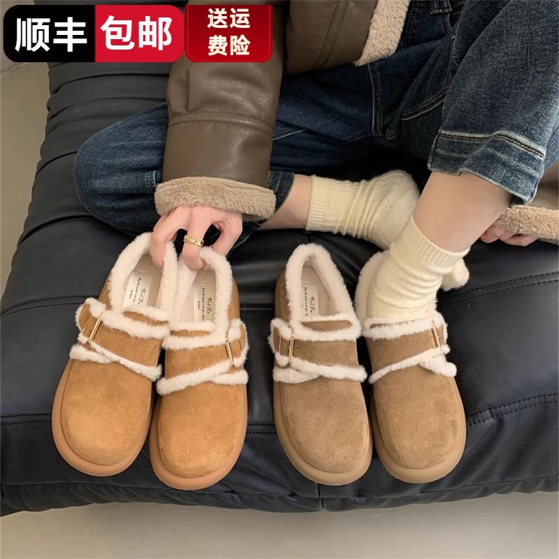 opkll新款加绒洋气复古乐福鞋