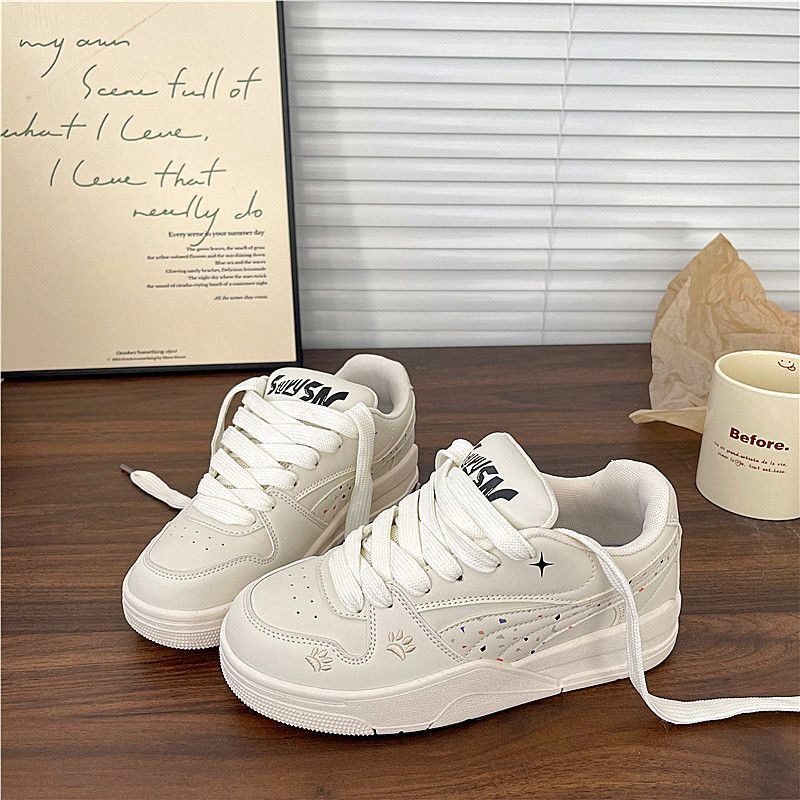 厚底面包鞋女米白色小众百搭运动休闲板鞋学生小白鞋女鞋
