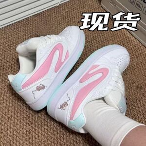 2026爆款可爱卡通板鞋女ins风白粉撞色轻便运动休闲鞋女鞋