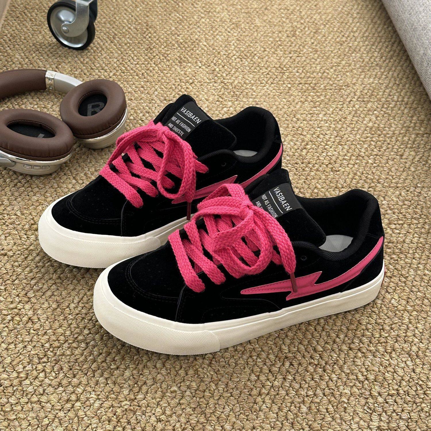 VANS风厚底板鞋彩虹鞋带百搭女鞋