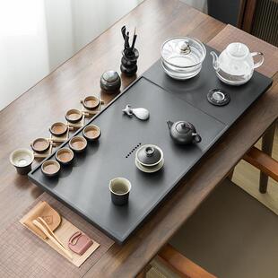 家用 乌金石茶盘带电磁炉一体整块原石茶桌台全自动上水烧水壶套装