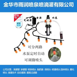 园艺自动浇花器水泵定时控制可调雾森微喷头细雾喷淋节水灌溉系统