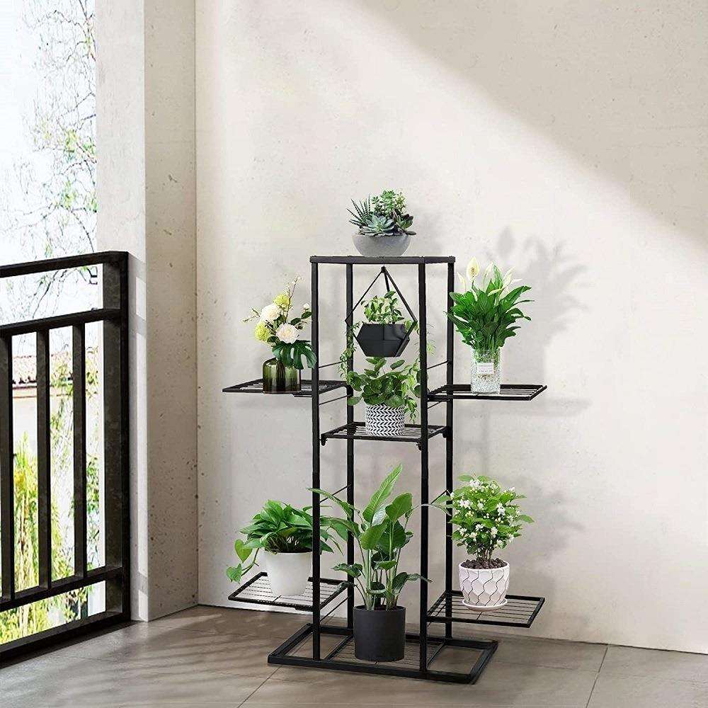 金属植物支架室内室外多层花架子高大型植物架,5 层 7 盆植物架