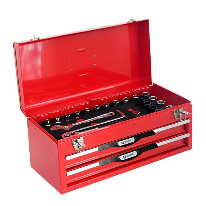 百思泰汽车四轮定位轮胎维修保养51件机修工具 三层工具箱6683S