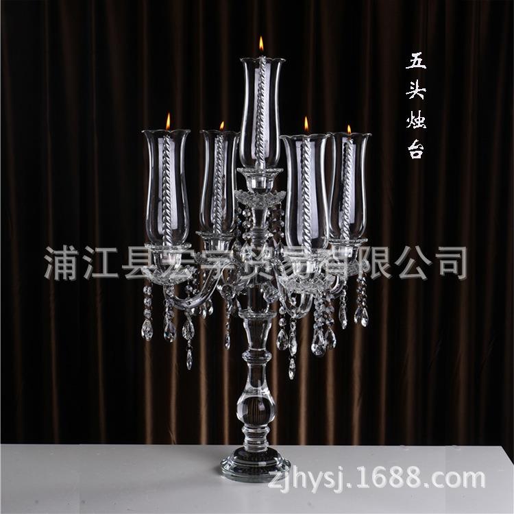 浦江厂家欧式五头水晶烛台家居婚礼婚庆插花摆件浪漫奢侈品