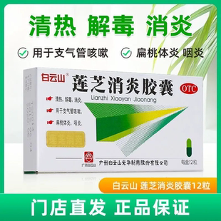 白云山 莲芝消炎胶囊12粒 清热解毒消炎 支气管咳嗽 扁桃体炎咽炎