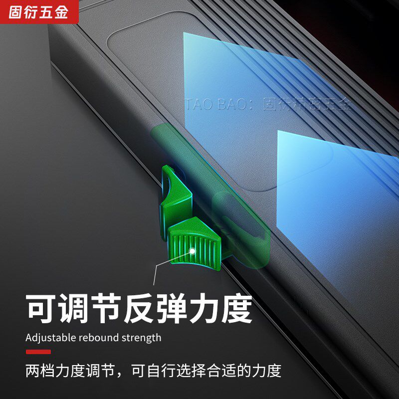 反弹缓冲托底导轨宽抽屉轨道平衡稳定器三节按弹阻尼同步隐藏滑轨