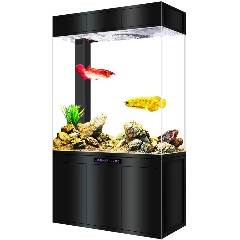 鱼缸屏风玄关隔断柜入户门客厅落地生态水族箱底滤大型超白玻璃缸