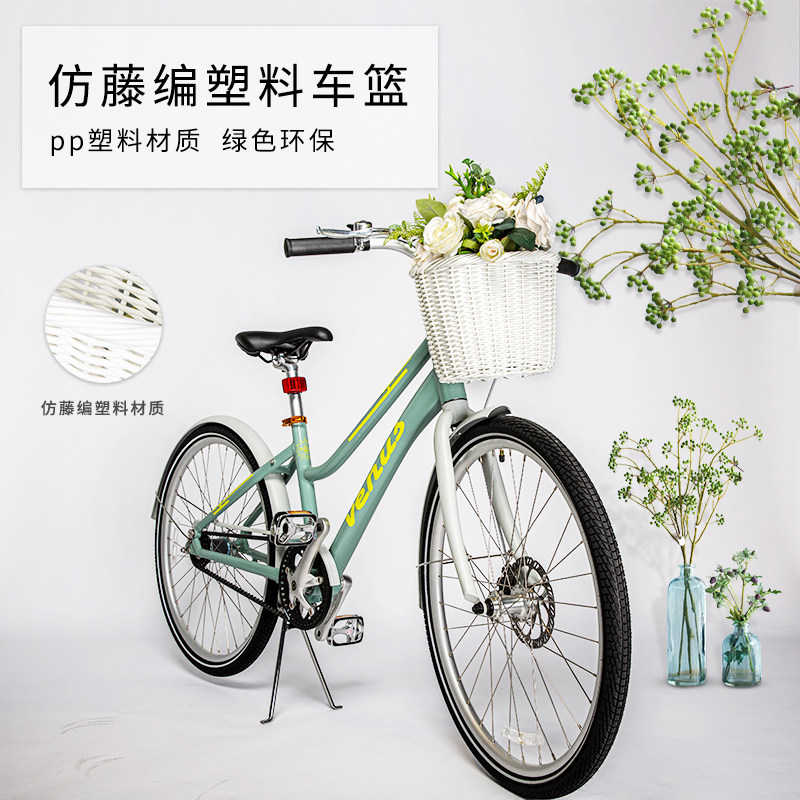 自行车车框 防水前置车篮 仿藤编车筐电动车框折叠车电瓶电车车篮