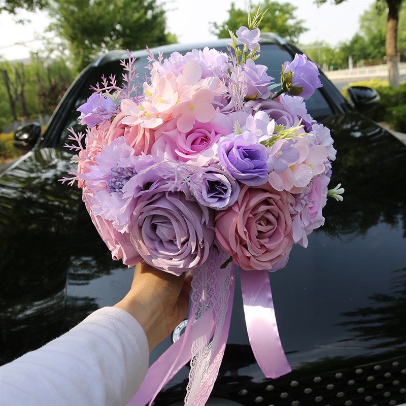 紫色手捧花仿真手捧花新娘手捧花伴娘捧花结婚手捧花迎亲捧花