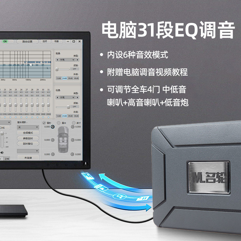 dsp音频处理器无损汽车功放31段EQ四进六出车载功放机音响改装