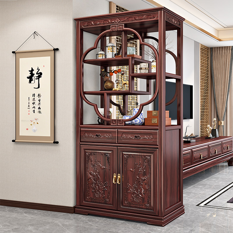 新古典现代中式间厅柜客厅隔断柜入户进门玄关柜储物收纳展示架子