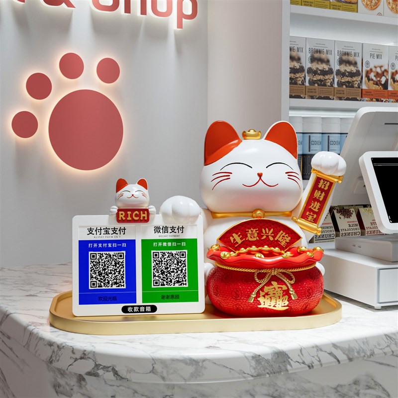 大号招财猫摆件开业入户礼品店铺收银前台2025新款招手发财猫礼物