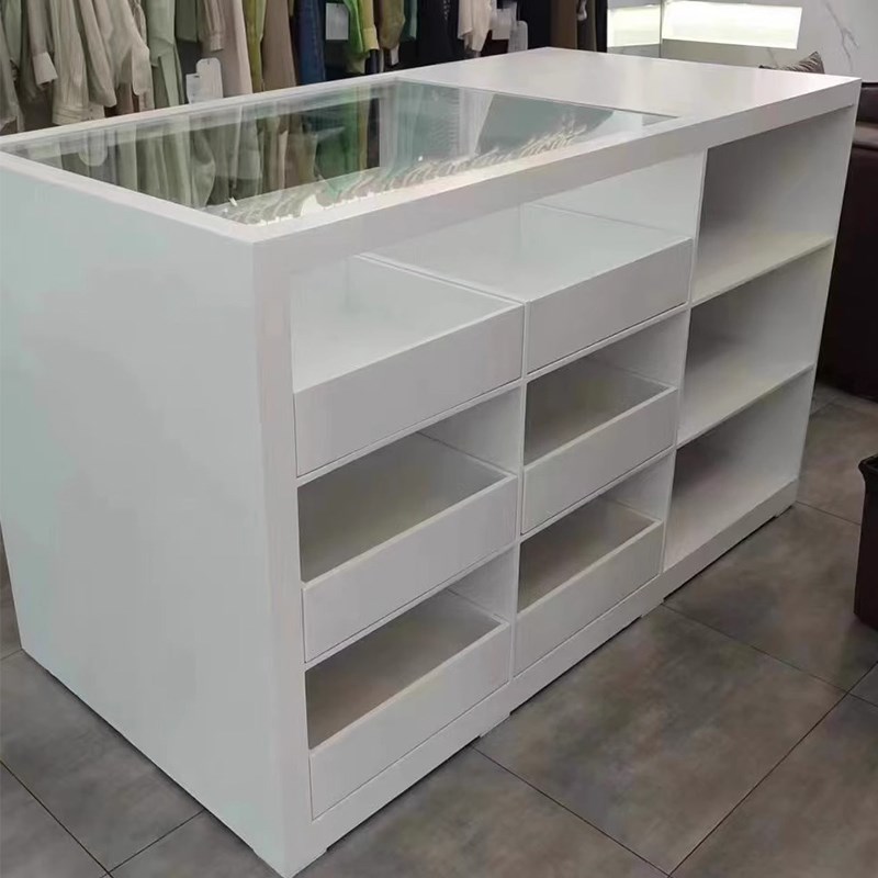 实木定制简易服装店收银台柜台店铺小型现代简约中岛展示台流水台图片