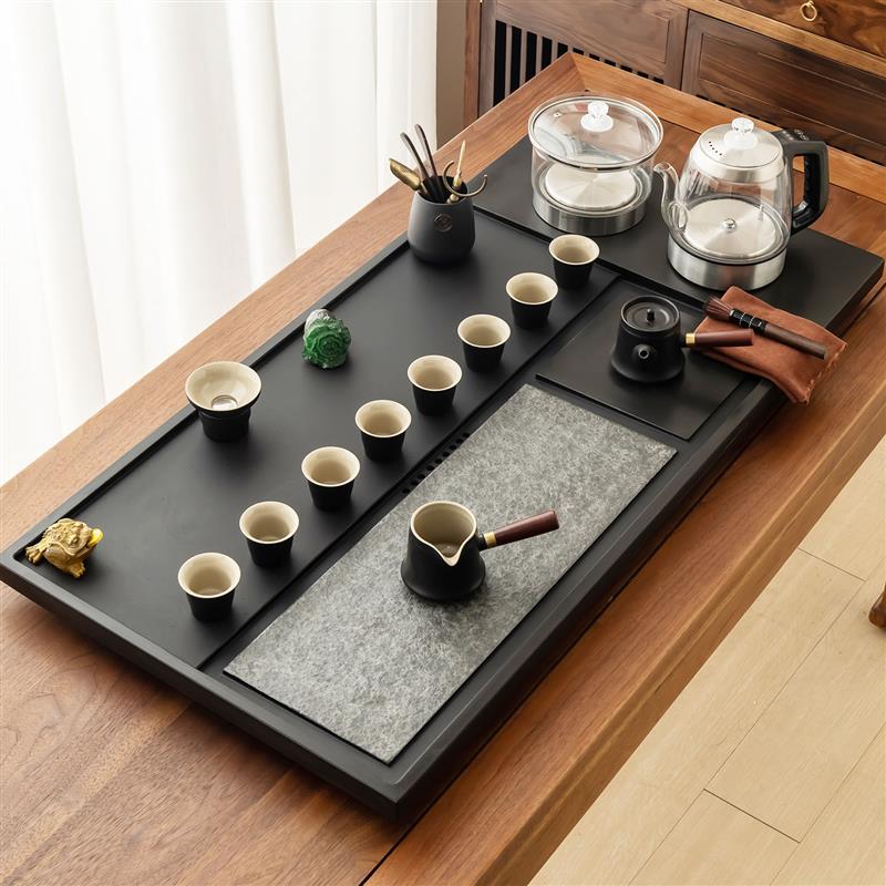 天然乌金石茶盘茶具套装自动电器烧水一体石头茶台家用轻奢电磁炉