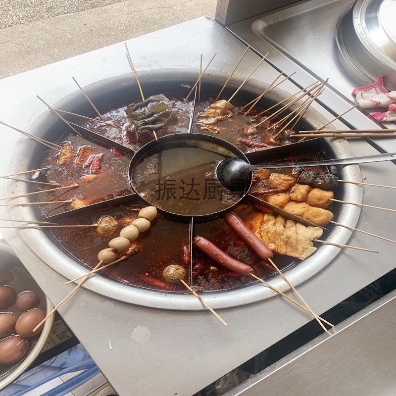 麻辣烫专用锅火锅盆牛杂锅九宫格不锈钢商用关东煮锅摆摊串串分格